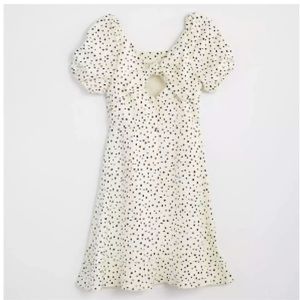 Adorable Loft polka dot keyhole back dress with tie - 10